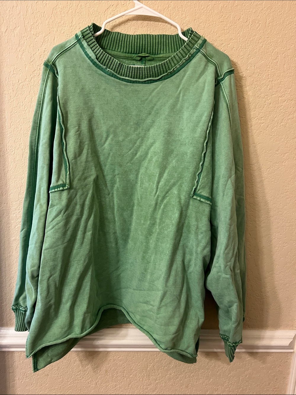 FP Movement by Free People Green Washed Crewneck Sweater